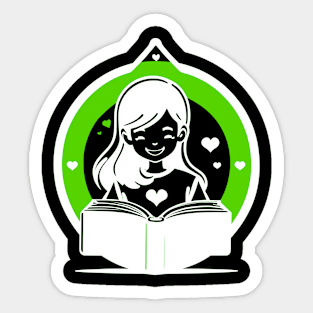 Girl who Loves to Read Green Sticker